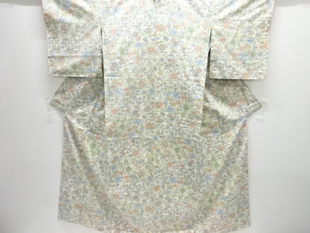 JAPANESE KIMONO / TSUMUGI / WOVEN FLORAL PLANTS